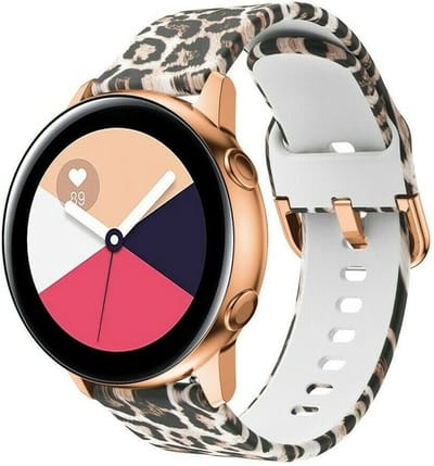 Strap-it Smartwatch bandje 20mm - siliconen bandje Leopard / Luipaard print geschikt voor Samsung Watch 3 41mm / Watch 42mm / Watch Active (2) 40 & 44mm / Watch 4 (Classic) / Watch FE / Watch 5 (Pro) / Watch 6 (Classic) / Watch 7 (40 & 44mm)