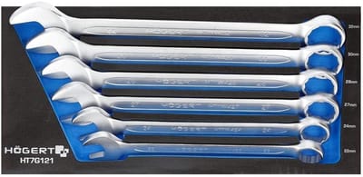 Ringsteeksleutel Set - Combinatiesleutel Set - Klusserij en Werkplaats - Verchroomd Staal - 22 tot 32 mm - zilver