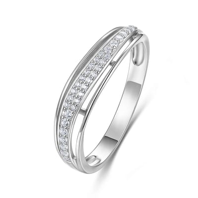 9NB-1663-50 - New Bling - Zilveren Ring met Zirkonia - Zilverkleurig - Maat 50
