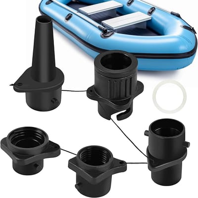 Opblaas Adapter Set - Ventiel Opzetstuk - Watersport Uitrusting - 4-in-1 Mondstuk - 9.5 x 6.5 cm - Zwart