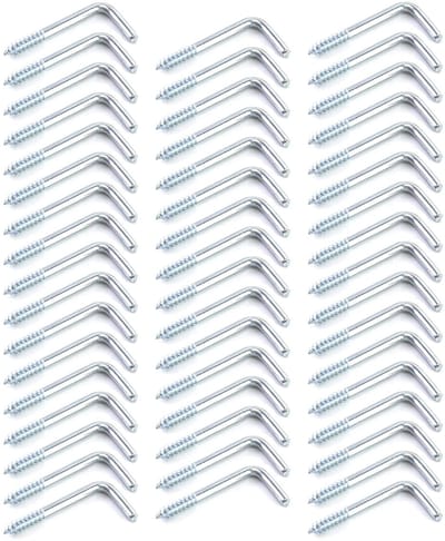 Dailygoods- Schroefhaak Duurzaam - Haakschroef L-vorm - Wandhaak 34mmx15mm - 50 Stuks - Koolstofstaal - Eenvoudig te Installeren
