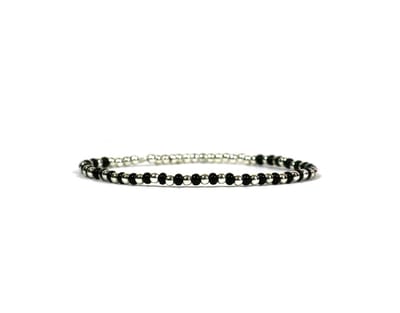 Heaven Eleven KIDS - meisjes - armband - zilver - 925 - zwarte - stenen - 2mm
