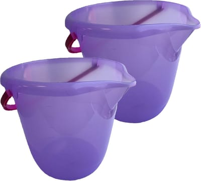 Hega Hogar Emmer - 2x stuks - paars - kunststof - met handvat - 10 liter - 28 x 26 cm