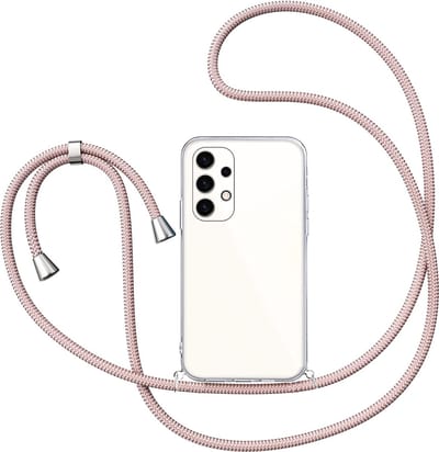 Hoesje met Koord geschikt voor Samsung Galaxy A13 - Back Cover Siliconen Case Transparant Hoes Roségoud