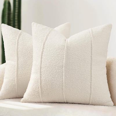 Dailygoods- Kussensloop Set van 2 - Bouclé Kussenhoezen 50x50 - Zachte Gestructureerde Kussenslopen - Moderne Sierkussens - Voor Bank/Sofa/Bed - Kussenhoes