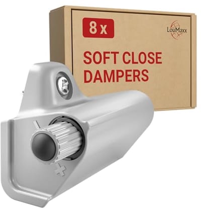 Set van 8 Softclose Meubeldeurdempers voor Kastdeuren - Grijs, Intuïtieve Montage, Verstelbare Demping