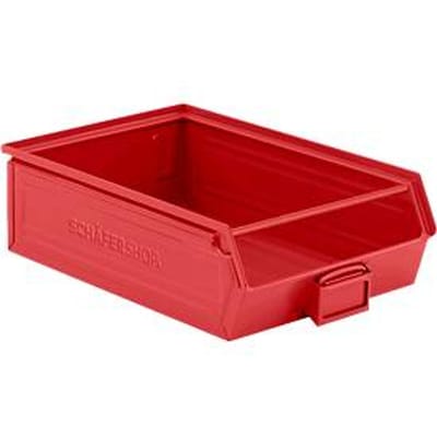 Schäfer Shop Select magazijnbak met open voorzijde, met draagbeugel, 18,5 l, 80 kg, L 501 x B 308 x H 146 mm, staal, RAL 3000 (vuurrood)