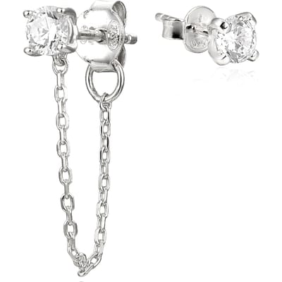 Gena.paris 'Stone' Dames 925 Sterling Zilveren Stud Oorbellen - Zilver GBO1531-W