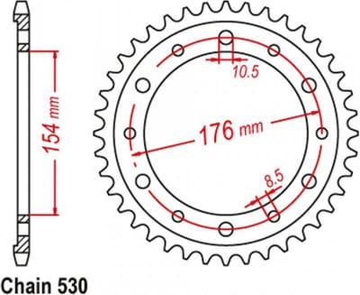 tandwiel jt tandwielen voor motor honda 1000 cb1000r 2008 tot 2013 jtr1340.44 / 44dts p530 al 154 nieuw