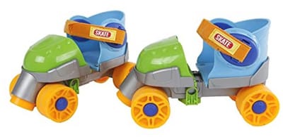 Verstelbare Rolschaatsen voor Kinderen – Blauw/Groen, Maat 24-30, Inlineskates met Leerhulp