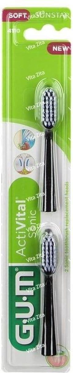 GUM Activital Sonic Opzetborstels - 2 stuks - Zwart