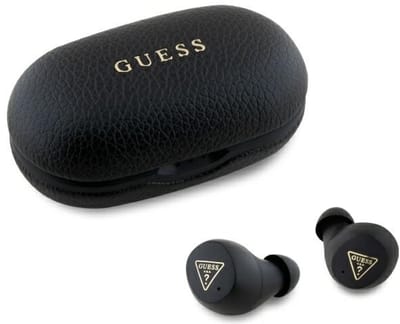 Guess - Grained Classic Logo - Bluetooth Headphones / Oordopjes - TWS + Docking Station - Zwart