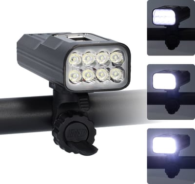 LED fietslamp - Voorlicht fiets - Fietslicht - Compact fietslampje - Hoge helderheid - USB-C oplaadbaar - LED display scherm - 360 graden draaien - 2000 lumen - 5V - 10000mAh - 300-500m schijnafstand - Klem inbegrepen - Zwart