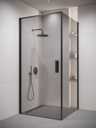 Badplaats Douchecabine Alava 100 x 100 x 190 cm – Zwart met Rookglas – Douchewand met Draaideur