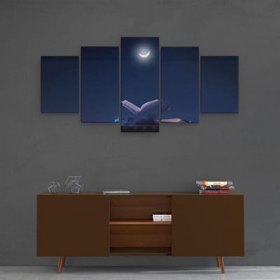 Artaza Canvas Schilderij Vijfluik Heilige Boek Koran Bij Een Halve Maan - 100x50 - Foto Op Canvas - Canvas Print