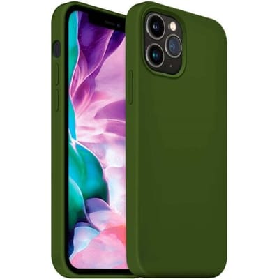 Coverzs Luxe Liquid Silicone case geschikt voor Apple iPhone 12 Pro Max - beschermhoes - siliconen backcover - optimale bescherming - legergroen