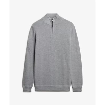 Superdry Katoenen Trui met Halve Rits en Textuur Light Grey Grootte: Xxl