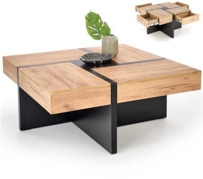 Vierkant salontafel Sevilla 80x80 cm met lades