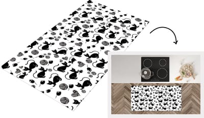 Keukenloper - Loper keuken - Meisje - Kat - Muis - Patronen - 120x60 cm - Keukenloper vinyl