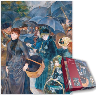 1000 Stukken Legpuzzel: Parijse Straatscène met Paraplu's Kunstwerk - Kunstpuzzel 66x50 cm