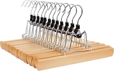 MIRA Home - Broekhangers - Set van 12 - Antislip - Praktisch - Hout - Bruin - 25x2.2x17