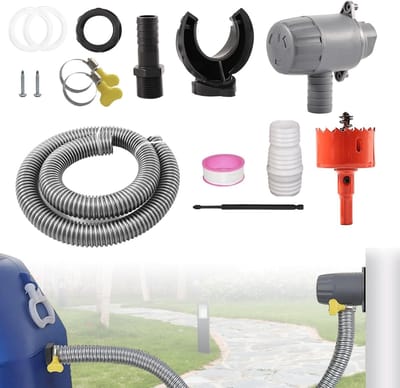 Efficiënte regenwateropvang met 1 m slang, geschikt voor dakgoten tot 80 m² en regenwateropslag