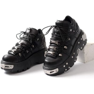 Nieuwe Dames Heavy Metal Punk Sneakers Platform Dad Schoenen Heren 44 black