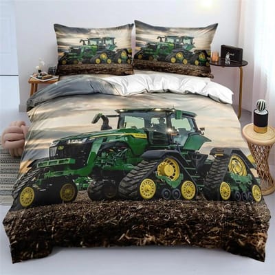 3D Printen Tractor Beddengoed Set Jongens Tractoren Dekbedovertrek Set met Kussensloop Hometextiel Eenpersoons Twijfelaar Queen King Kindergeschenk 135x200cm 2pcs