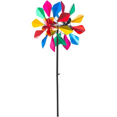 Windvanger HQ Metal Wind Spinner: Multi-colored Flower Duett 110225 Rood 36 x 122 cm