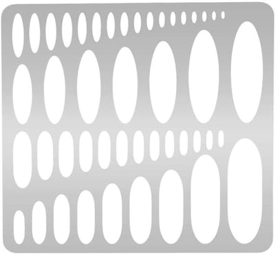 Metalen Ellips Sjabloon - Geometrisch Tekengereedschap - Patronen Tekenen - Roestvrij Staal - 20 x 18.4 cm - Zilverkleurig