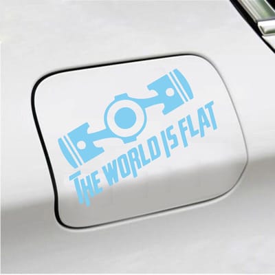 Bumpersticker - The World Is Flat - 14 X 19 - Licht Blauw