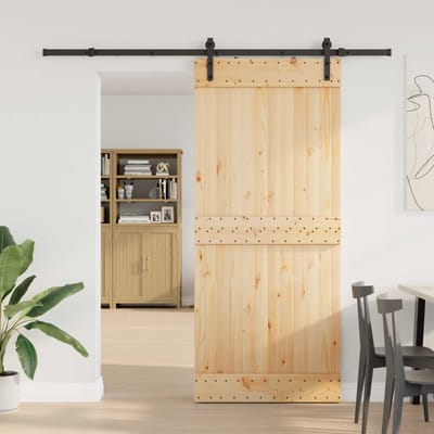 vidaXL - Schuifdeur - NARVIK - Naturel - en - Zwart - 90 - x - 210 - cm - (213,5 - cm)