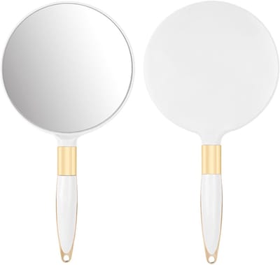 Ovale Draagbare Spiegel met Handvat, Ergonomisch Ontwerp, Vergrotende Make-up Spiegel voor Gezicht en Haarverzorging