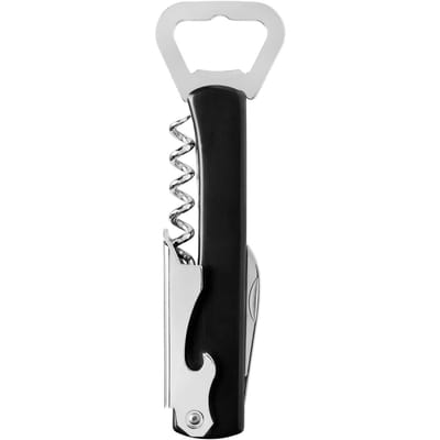 Luxe flesopener/kurkentrekker - Sommeliersmes - RVS/kunststof - zwart/zilver - wijnflessen opener