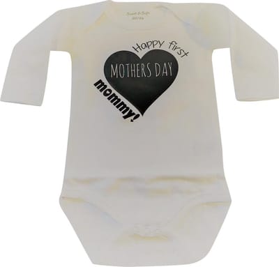 Baby Rompertje met tekst mama eerste moederdag cadeau  Happy first mothers day mommy  | Lange mouw | wit | maat 62/68