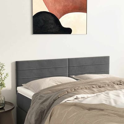 vidaXL - Hoofdborden - 144x5x78/88 - cm - fluweel - donkergrijs