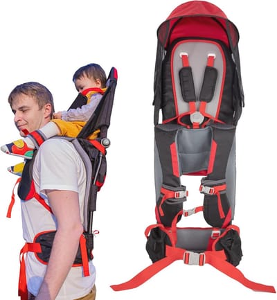 Ergonomische Baby Schouderdrager met Regen Cover en Zonnescherm voor Kinderen van 6 Maanden tot 3 Jaar