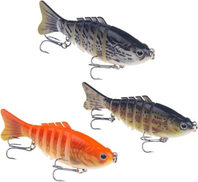 Set van 3 Realistische Visserslures van 16,2g en 10cm met Drievoudige Haken voor Forel, Baars en Snoek