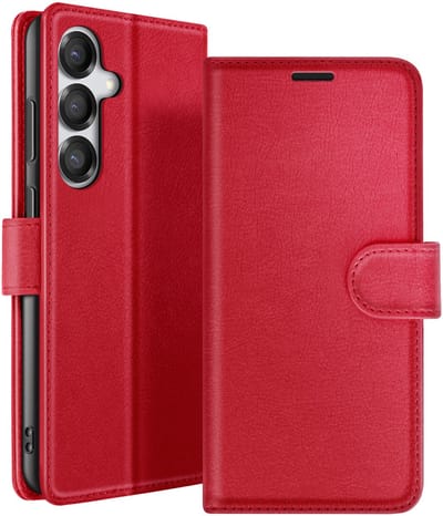 Zanae, Hoesje geschikt voor Galaxy S25 / S24 - Wallet Case & Magneetsluiting, Rood