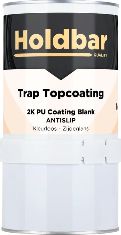 Holdbar Trap Topcoating Antislip Zijdeglans 1 Kg - Glashelder - Transparant - Trapverf - Slijtvast - Gemakkelijk Schoonmaken - Bestand tegen zware belastingen - 2 Componenten - Mat, Zijdeglans en Hoogglans