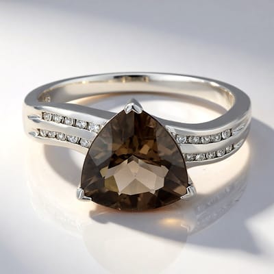 Cavill - Zilveren Ring - 925 Sterling Zilver - Rookkwarts 2 37 ct Triljant - 20 Zirkonia 0 144 ct - Modern Elegant Design