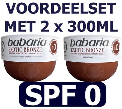 VOORDEELSET met 2 x Babaria Exotic Bronze Gelatina Bronceadora / Tanning Jelly Coco FACTOR 0 - 300ml.