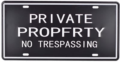 Signs-USA - Souvenir Kentekenplaat - metaal - Private Property - Zwart 15 x 30 cm
