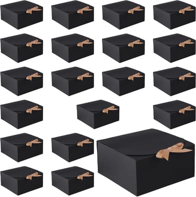 20 Stuks Zwarte Cadeau Dozen 20x20x10cm met Lint, Perfect voor Bruidsmeisje Voorstellen, Verjaardagen en Feestjes