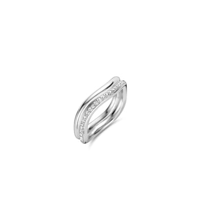 TI SENTO Dames Ring - 925 zilver - Zirconia wit - Maat 17.75 mm / maat 56 - 12262ZI