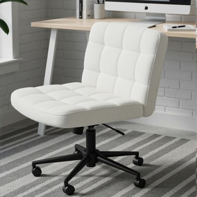 Ergonomische bureaustoel - Comfortabele werkstoel - Thuiswerken studeren - Zonder armleuningen - 63x51 cm zitting - Wit