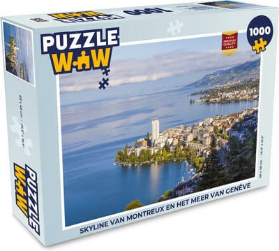 Puzzel Skyline van Montreux en het Meer van Genève - Legpuzzel - Puzzel 1000 stukjes volwassenen