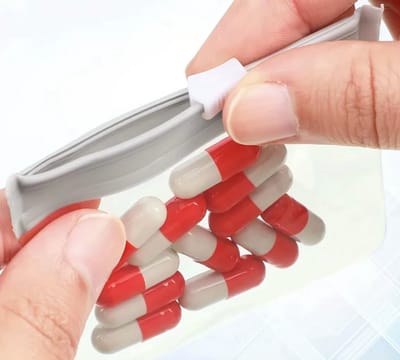 Premium pillenzakje - Herbruikbare pillenzakje met ritssluiting - Medicijnorganizer - Grijs - Zelfsluitend - Doorschijnend - Medicijnzak - Pillenopberger