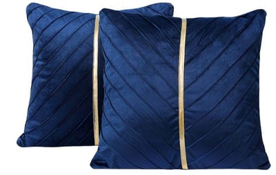 Paarsachtig blauw kussen hoesjes 45 x 45 cm vierkant fluweel polyester set van 2 kussenhoezen met gouden streep en reliëf patroon sierkussen hoes decoratief voor bank en stoel geschikt voor dames en heren
