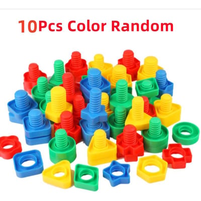 5 Pièces Colorées Écrou Vis Blocs de Construction Montessori Bébé Forme Couleur Reconnaissance Puzzle d'Association Amusant Jouet Éducatif pour Enfants